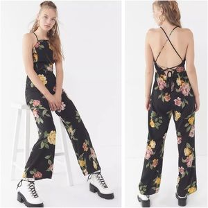 UO Large Floral Print Lace Up Jumpsuit